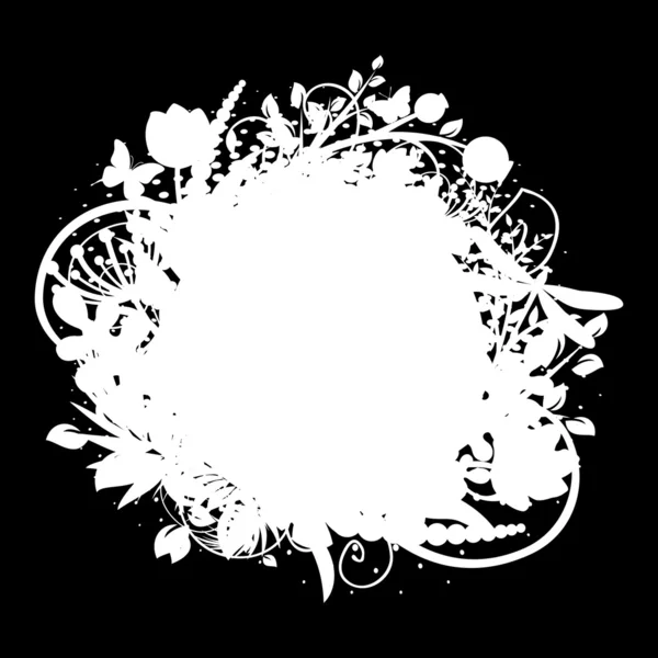 Cadre circulaire avec décorations florales 3 — Image vectorielle