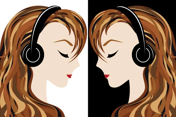 Mädchen hört Musik — Stockvektor
