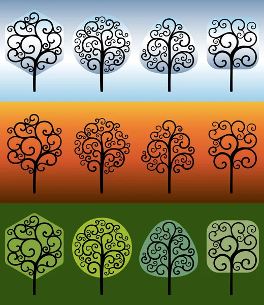 Abstraktní spletitý stromy — Stockový vektor