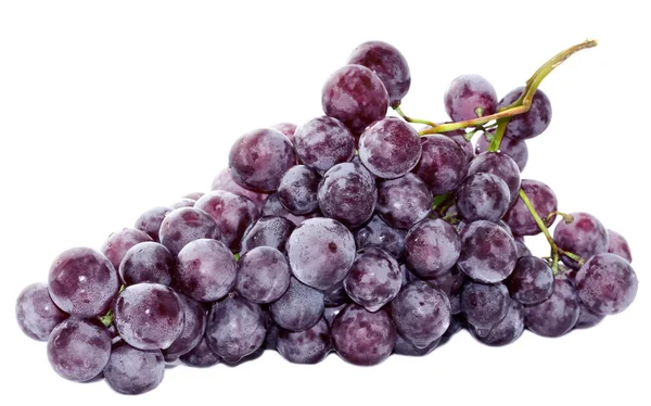 Czerwone Winogrona Zielonym Liściem Izolowane Białym Tle — Zdjęcie stockowe