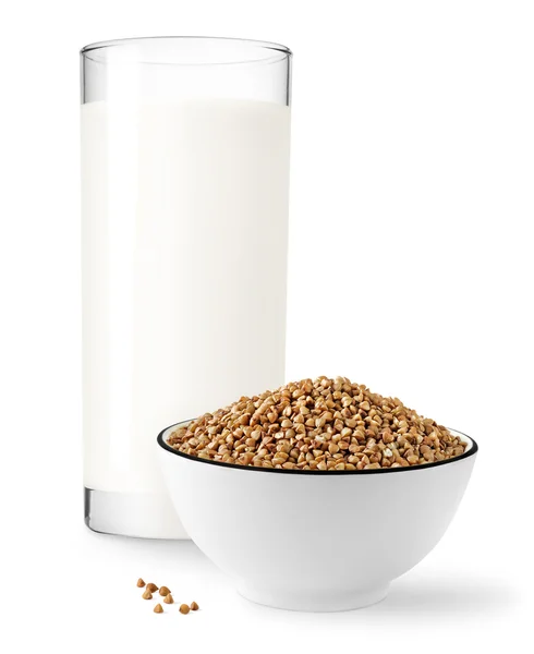 Buckwheat and milk — Stock Photo, Image