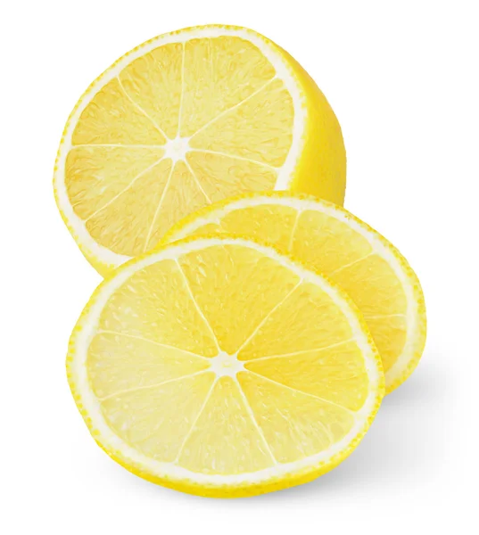 Fatias Limão Isoladas Branco — Fotografia de Stock