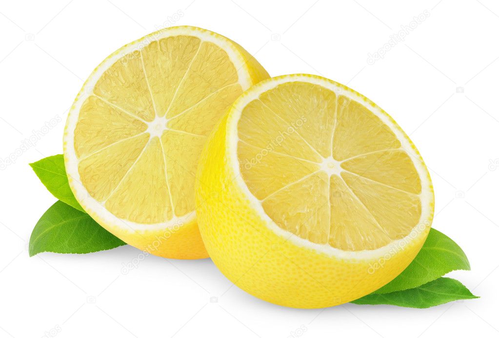 Halves of lemon isolated on white