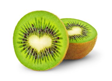 Heart-shaped kiwi fruit isolated on a white clipart