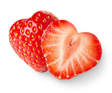 Heart-shaped strawberries clipart