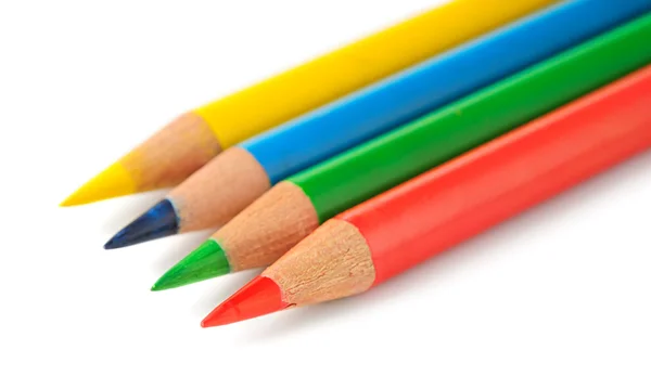 Lápices Colores Una Fila Aislados Blanco — Foto de Stock