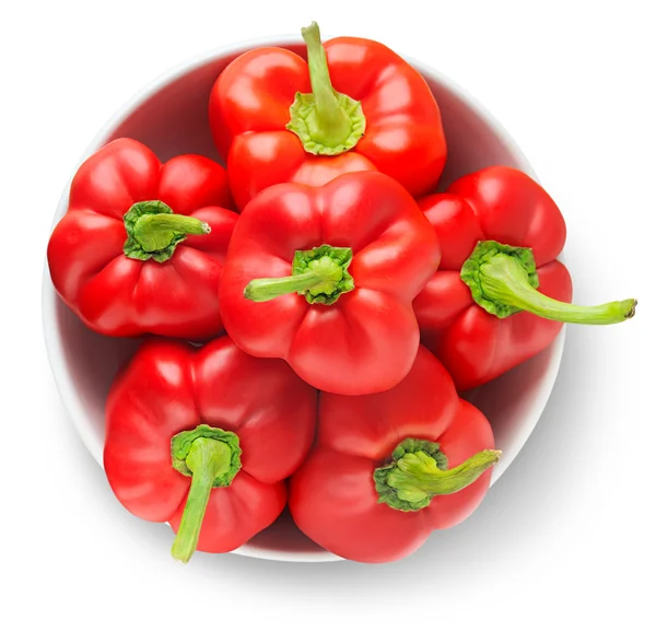 Bowl of red bell peppers — Stock Photo, Image
