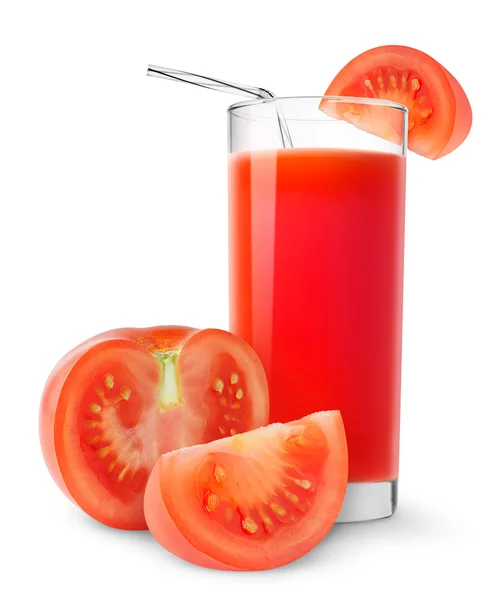 Glass Tomato Juice Isolated White — Stock Photo, Image