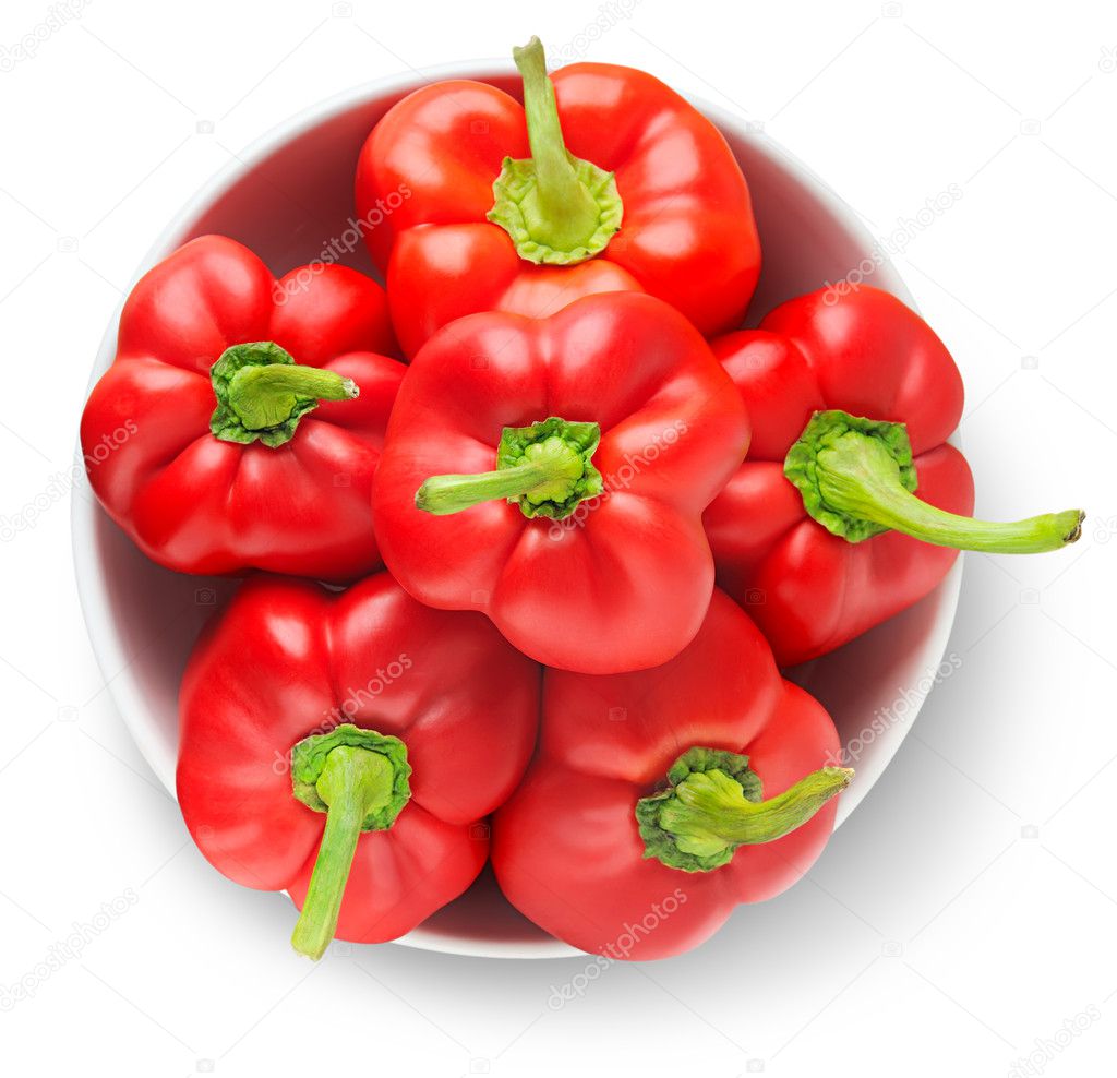 Bowl of red bell peppers