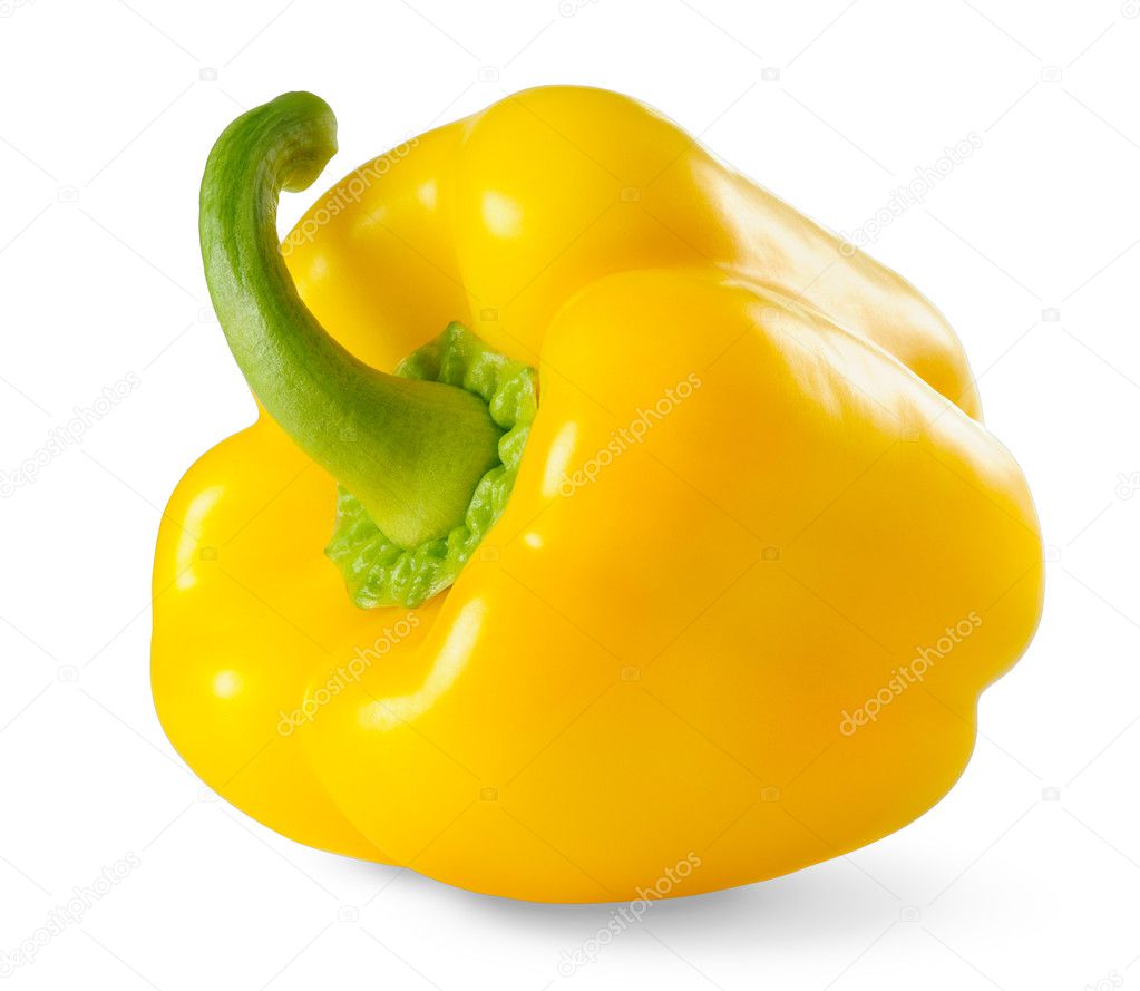 Yellow bell pepper isolated on white