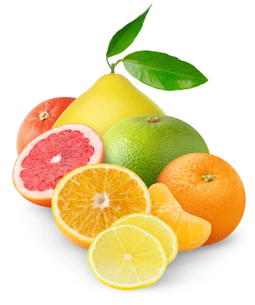 Mooie Citrusvruchten Geïsoleerd Wit — Stockfoto