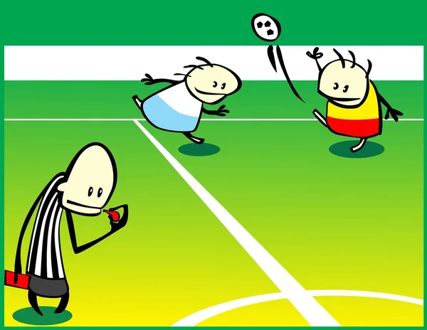 Groep Kinderen Spelen Voetbal Peuter Kunst — Stockvector