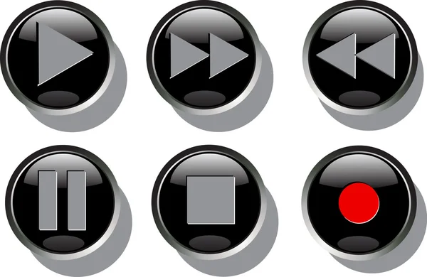 Botones Negros Vectoriales Para Web Computación Ilustración Blanco — Vector de stock