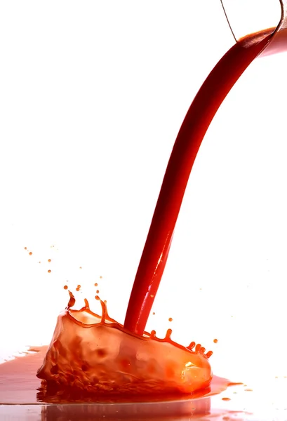 Tomato Juice Splash Glass White Background — Stock Photo, Image
