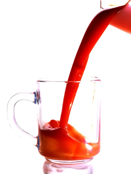 Tomato Juice Splash Glass White Background — Stock Photo, Image