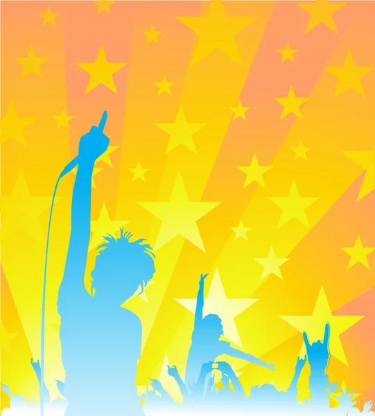 Silhouette Group Music Party — Stock Vector
