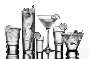 Six vodka cocktails clipart