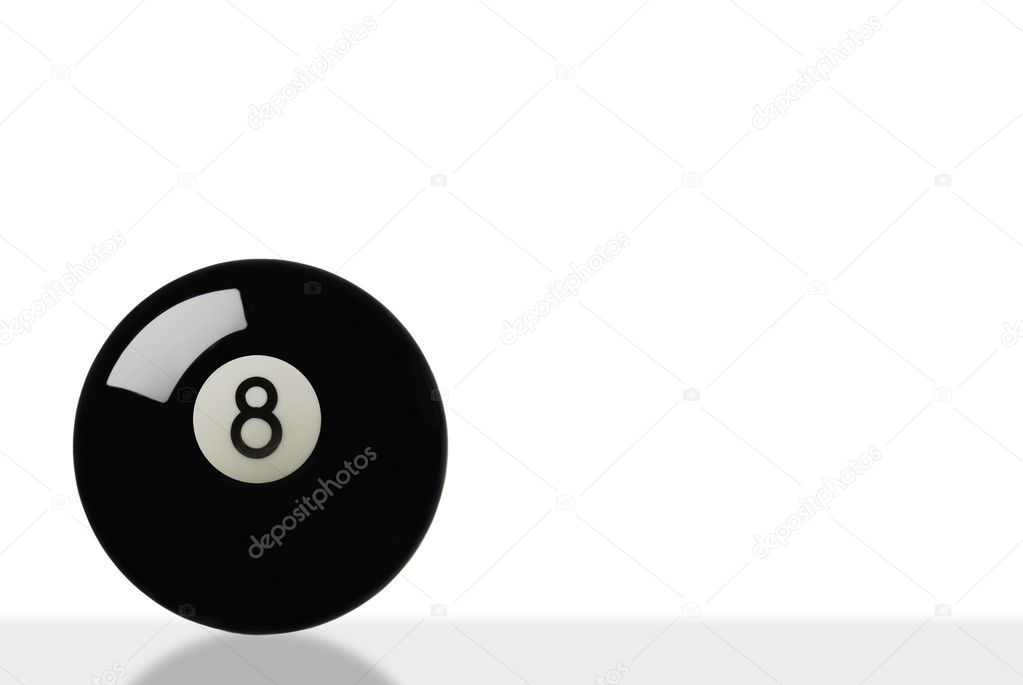 Eight ball on white with slight reflection