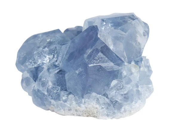 Kristalleri Mineral Celestite Beyaz Bir Arka Plan Üzerinde Izole — Stok fotoğraf