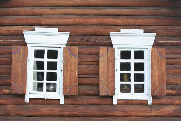 Window Old Wooden Russian House — Stock Photo, Image
