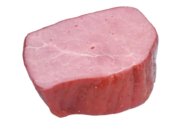 Кусок Копченого Мяса Белом Фоне — стоковое фото