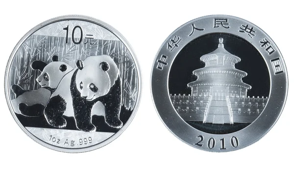 Памятная серебряная монета Китая — стоковое фото