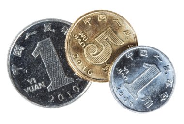 Chinese Yuan - izoolirovano coins on white background clipart