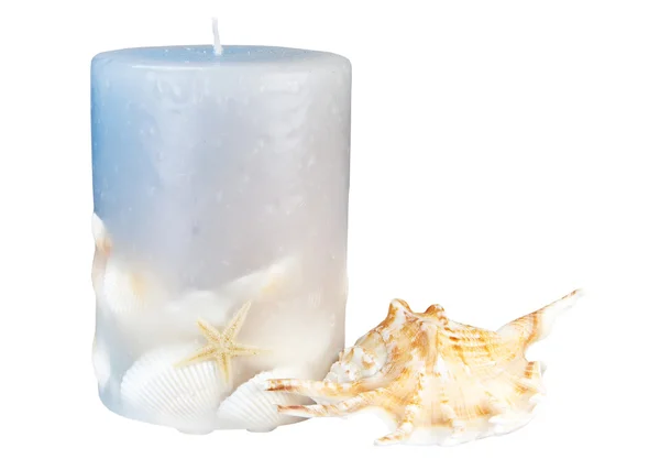 Candle with seashells — Stock Photo, Image