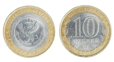 bir madeni para 10 ruble iki yüzü