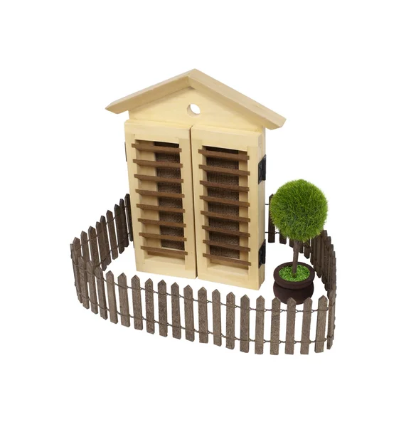 Huis met piket hek — Stockfoto