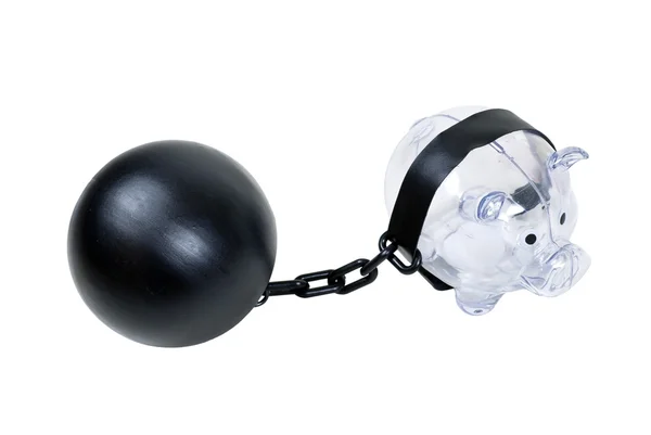 Piggy Bank con una bola y una cadena —  Fotos de Stock