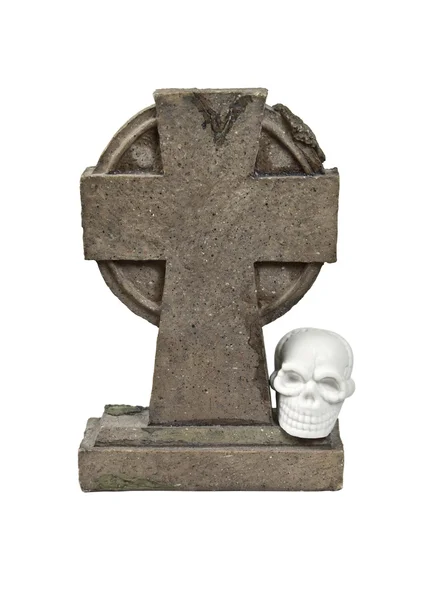 Pietra tombale e cranio — Foto Stock