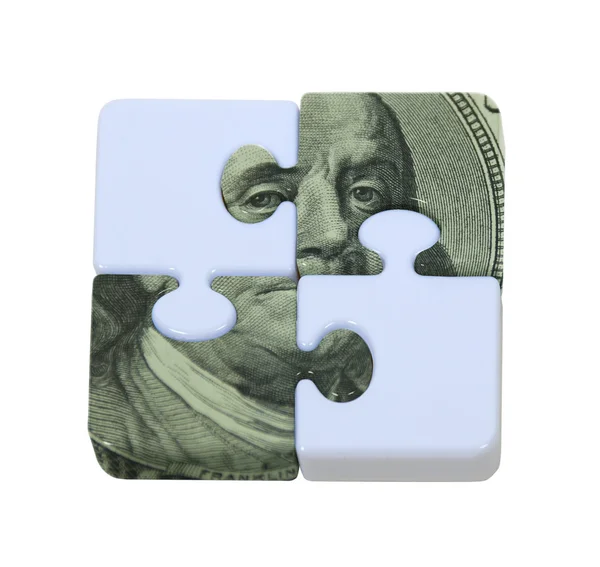 Puzzle peníze — Stock fotografie