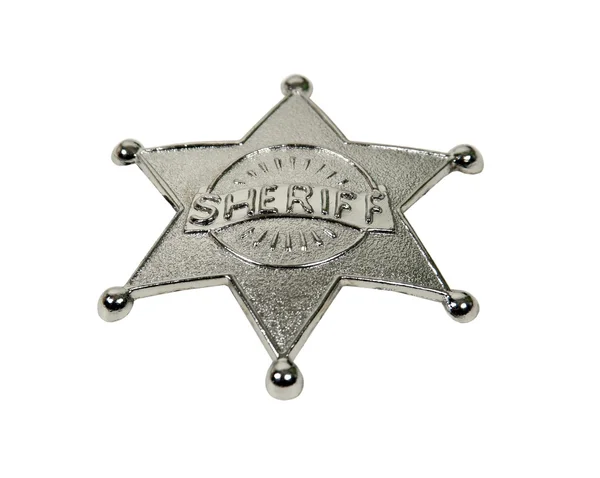 Срібний шериф з піднятим написом — стокове фото