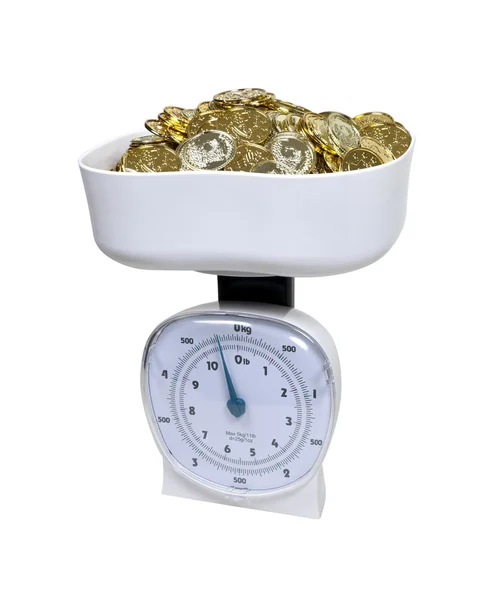 Scale full of Gold Coins — Stock Photo, Image