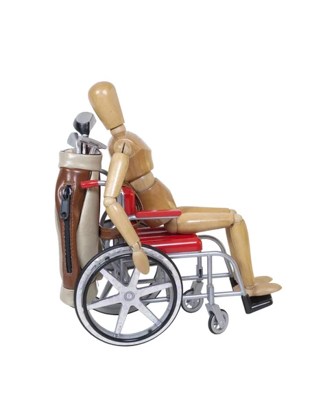 Wózek inwalidzki i kluby golfowe — Zdjęcie stockowe