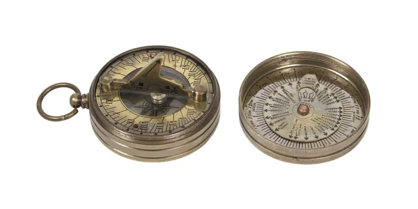 ポケットの真鍮製の日時計 — ストック写真