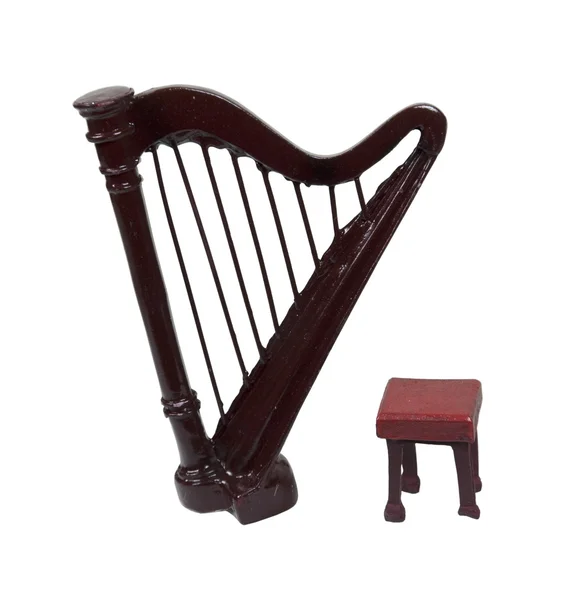 Harpa och bänk — Stockfoto