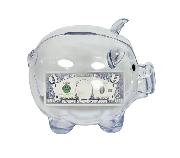 Piggy Bank Gebruikt Geld Besparen Met Nul Geld Binnen Pad — Stockfoto