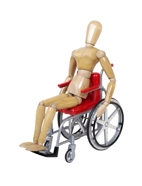 Montar Uma Cadeira Rodas Vermelha Usada Para Assistência Transporte Pessoal — Fotografia de Stock