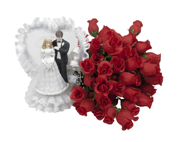 Mariée et marié et roses — Photo