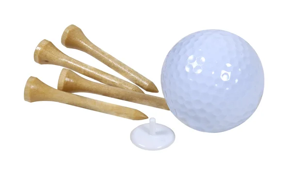 Bola de golfe e T 's — Fotografia de Stock