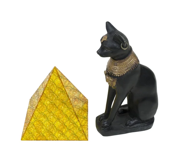 Gato egípcio e pirâmide solar — Fotografia de Stock