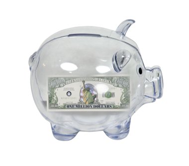 Piggy Bank with a Million Dollars clipart