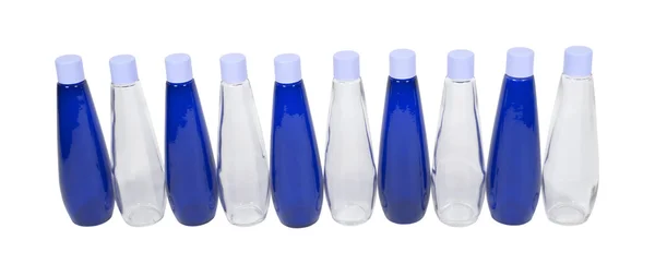 Μπλε και σαφής μπουκάλια — Φωτογραφία Αρχείου