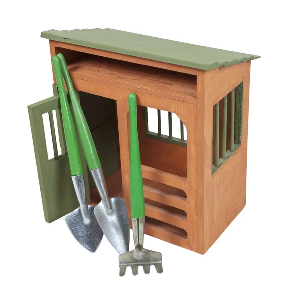 Gartenhaus mit Werkzeug — Stockfoto