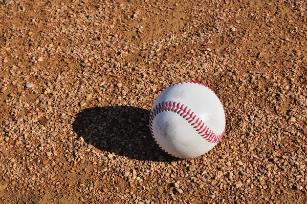 White Baseball on the Infield — Stock Photo, Image