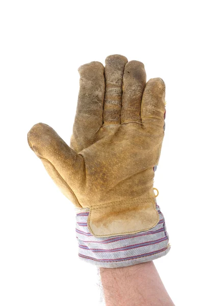 Рабочий останавливает жест или машет рукой — стоковое фото