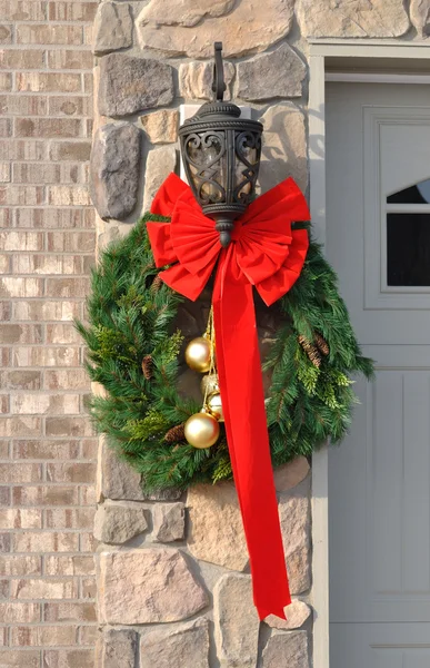 stock image Christmas Wreath with Large Red Bow