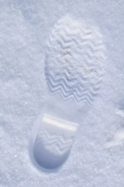 Bota de impressão na neve — Fotografia de Stock